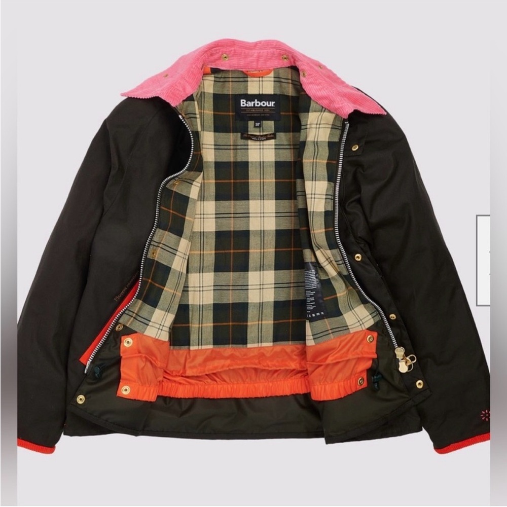 NWT BARBOUR X FLOWER MOUNTAIN Jacket in Black/ Fuchsia - Picture 9 of 16